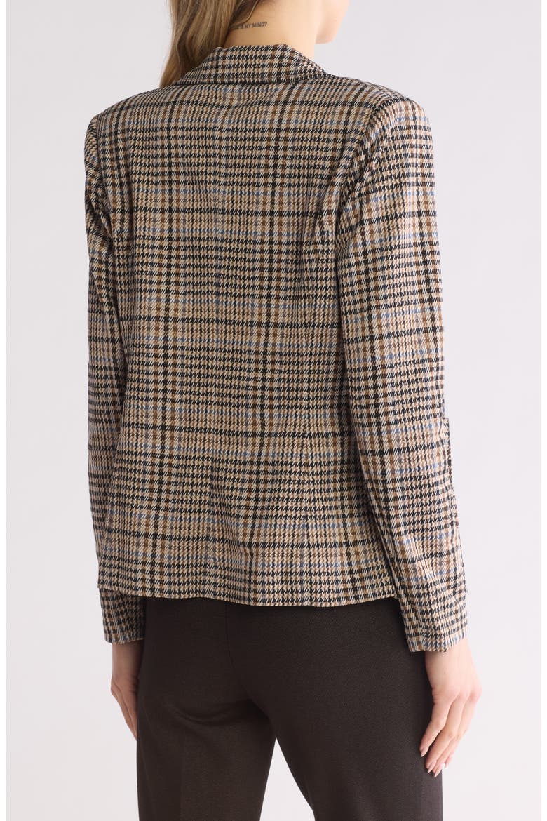 Plaid Notch Lapel Ponte Knit Blazer, Alternate, color, CAMEL MULTI