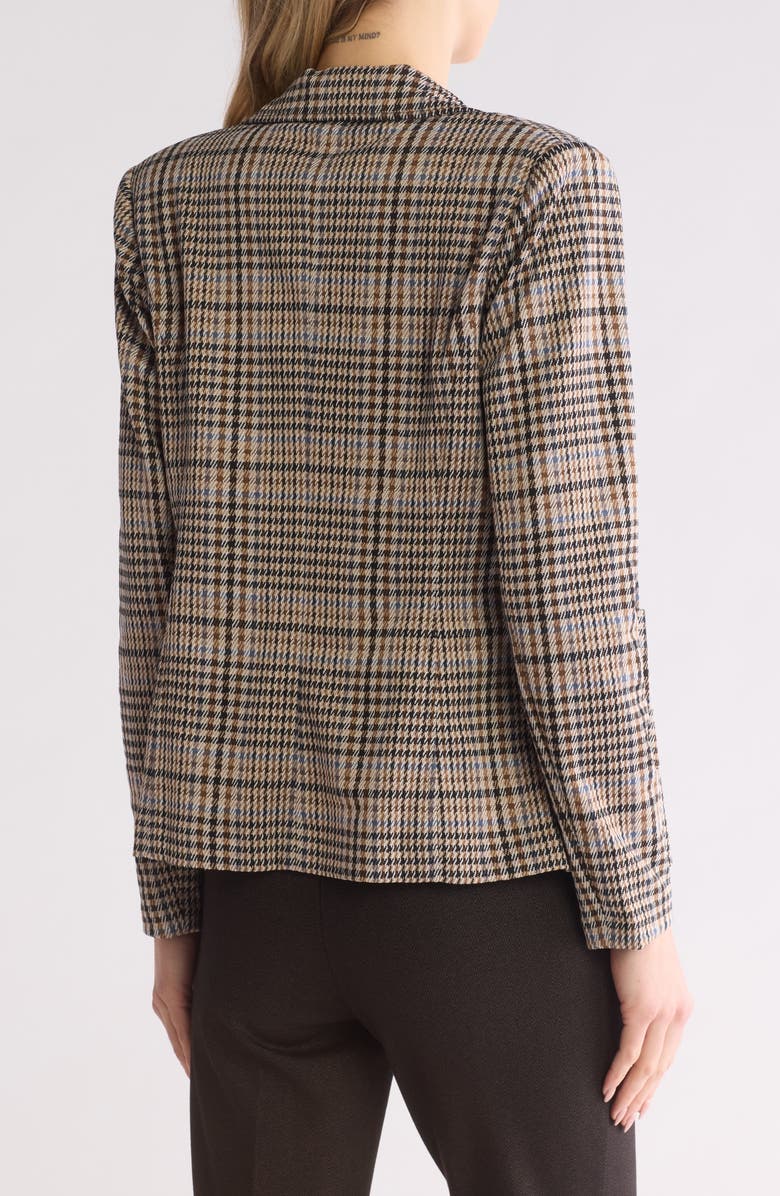 Amanda & Chelsea Plaid Notch Lapel Ponte Knit Blazer, Alternate, color, Camel Multi