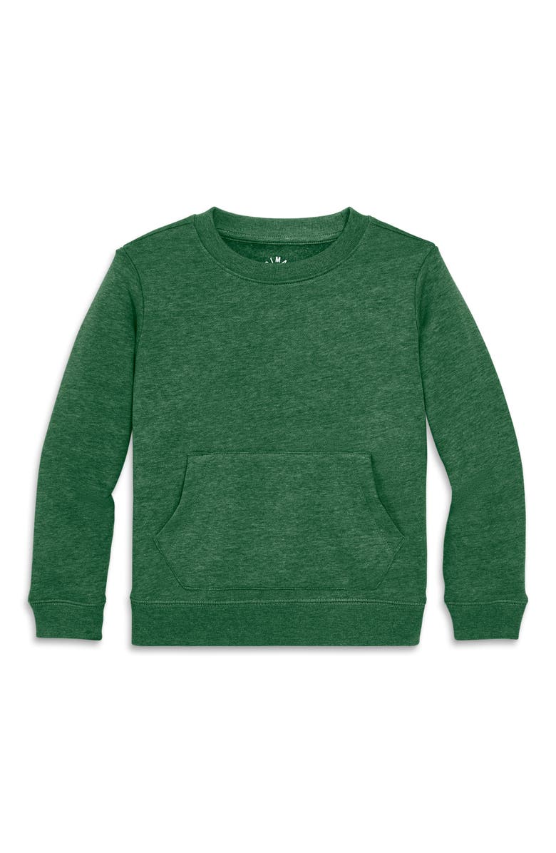 Primary Cozy Fleece Crewneck Sweatshirt, Main, color, Heather Evergreen