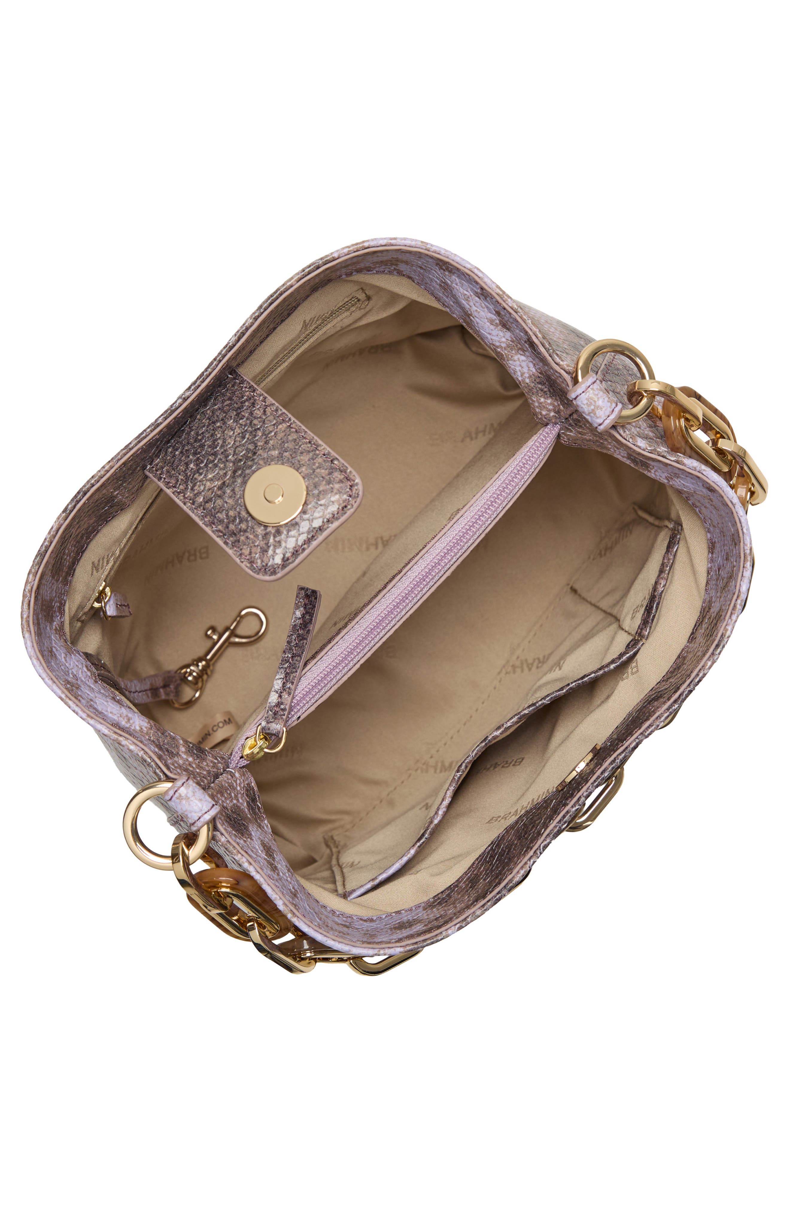 Brahmin Mod Mini Amelia Croc Embossed Leather Top Handle Bucket Bag, Alternate, color, 