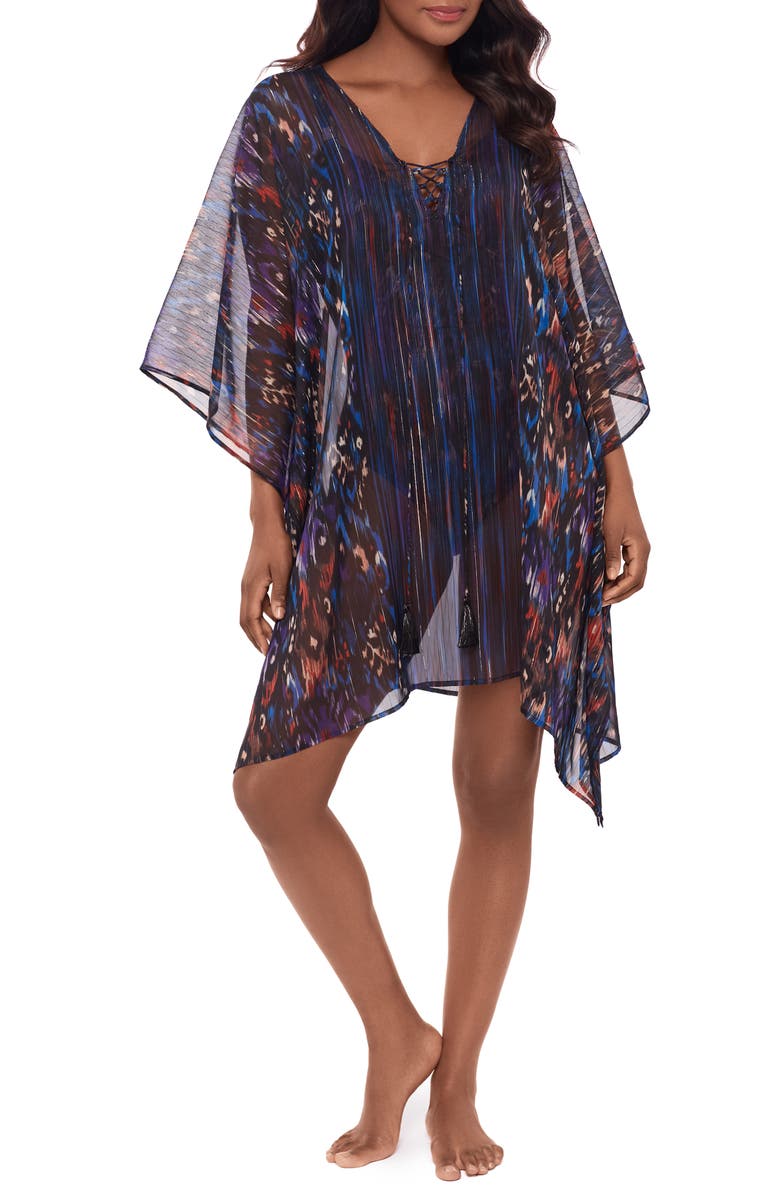 Miraclesuit<sup>®</sup> Tapiz Metallic Chiffon Cover-Up Caftan, Main, color,