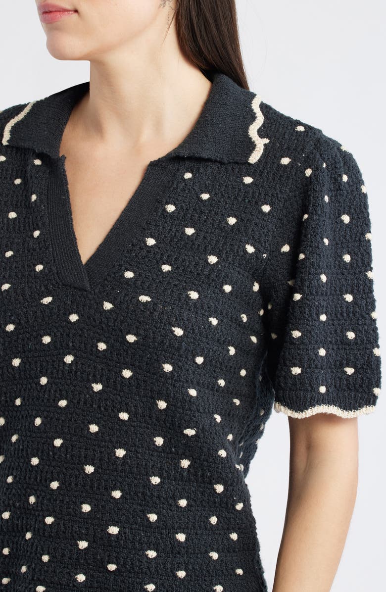 Wit
Wisdom Dot Collar Sweater, Alternate, color, Black/ Ecru