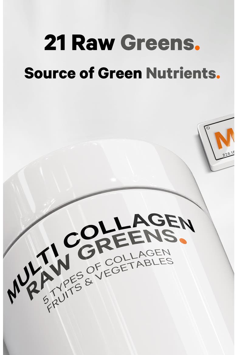 Multi Collagen Protein + Raw Greens Capsules Supplement, Alternate, color, White