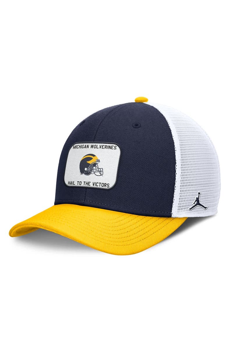 Jordan Brand Men's Jordan Brand Navy/Maize Michigan Wolverines Rise Adjustable Trucker Hat, Main, color, Navy