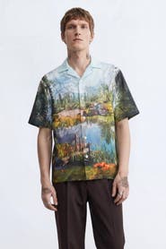 Twisted Tailor Lorcan Landscape Print Revere Shirt