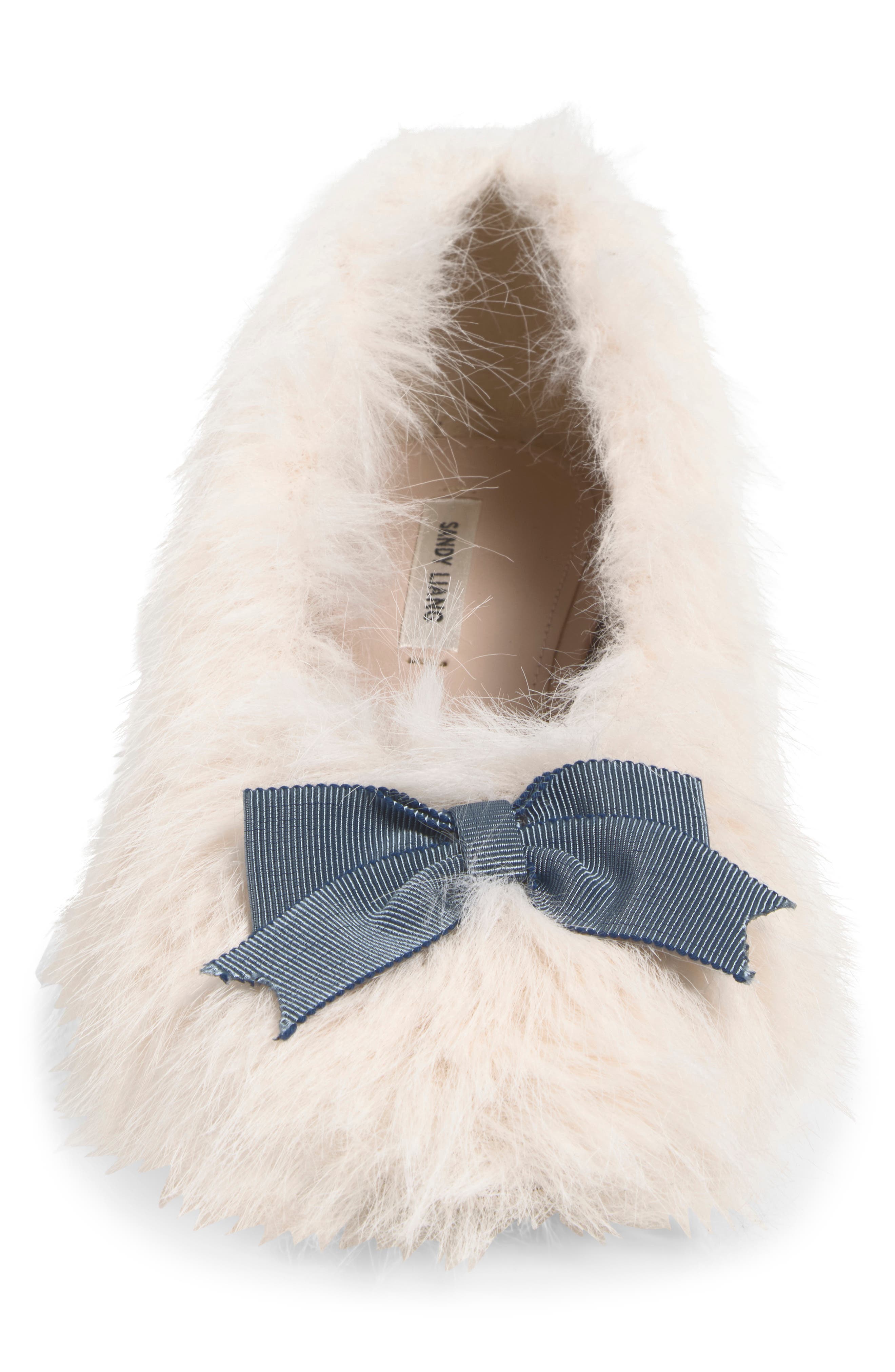 Furry Slipper Pump, Alternate, color, WHITE