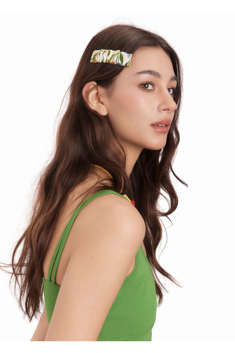 Tulip Silk Hair Barrette Clip, Alternate, color, Beige