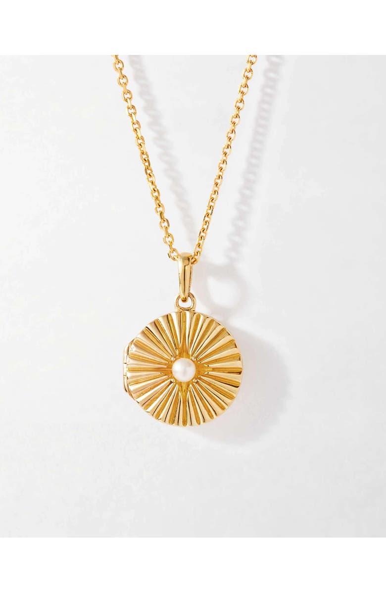 Edge of Ember Radiant Pearl Locket Necklace - Gold, Main, color, Pearl