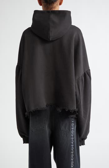 ★【BALENCIAGA】 Large Fit Hood Washed Black★ Balenciaga Distressed Cotton Hoodie | Nordstrom