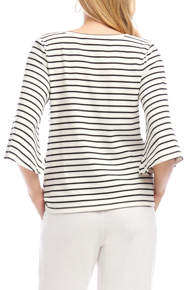 Karen Kane Stripe Pick-Up Hem Top, Alternate, color, White W/ Black