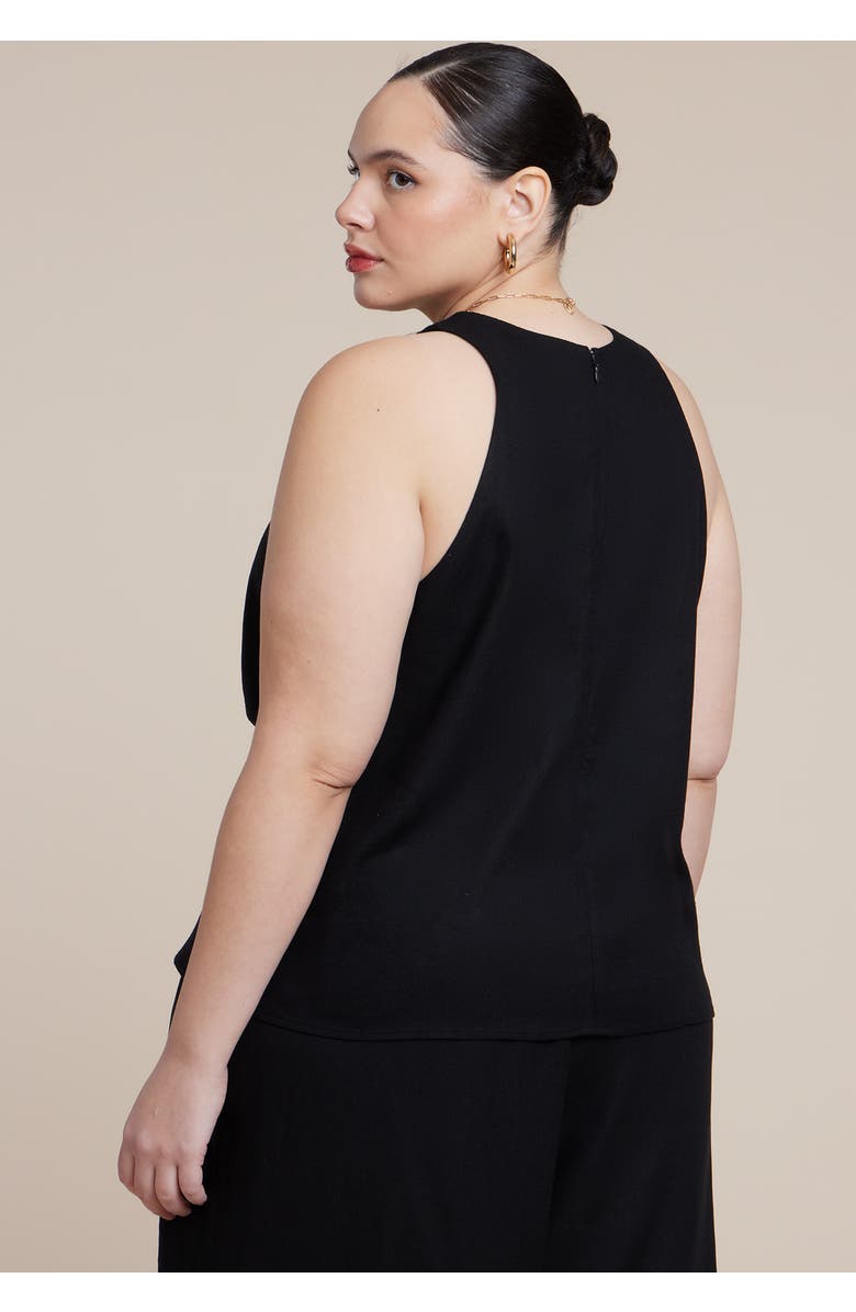 ELOQUII Twisted Linen Halter Top, Alternate, color, Black Onyx