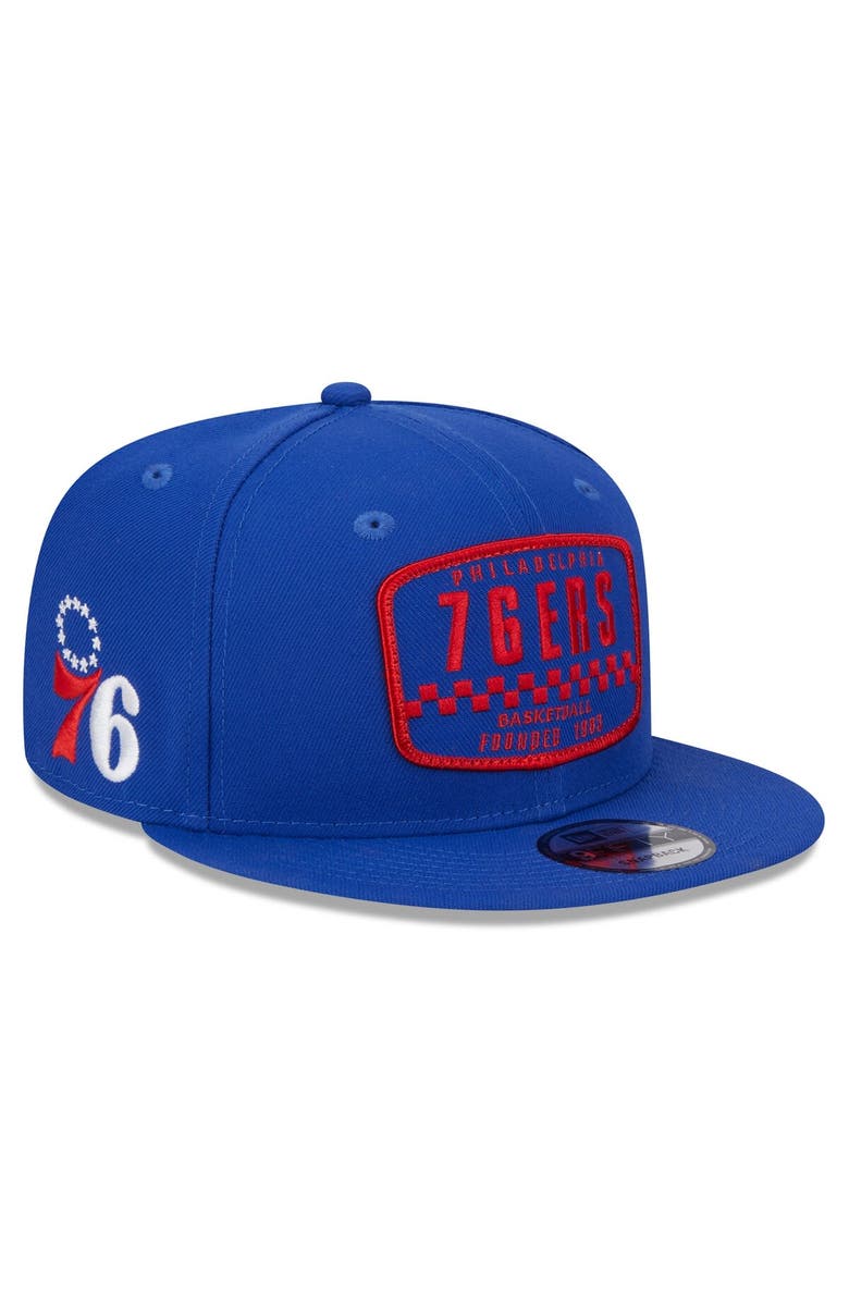 New Era Men's New Era Royal Philadelphia 76ers  Rally Drive Finish Line Patch 9FIFTY Snapback Hat, Main, color, Royal