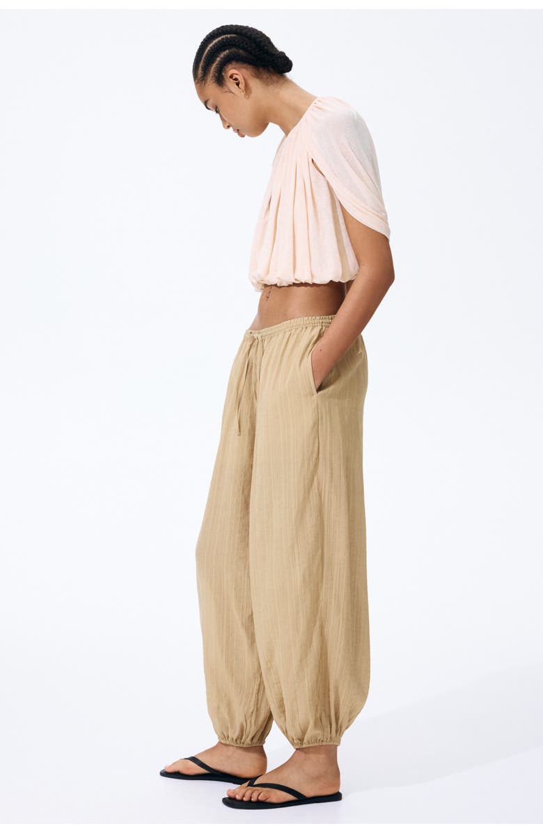 H&M Crinkled Balloon Trousers, Alternate, color, Beige
