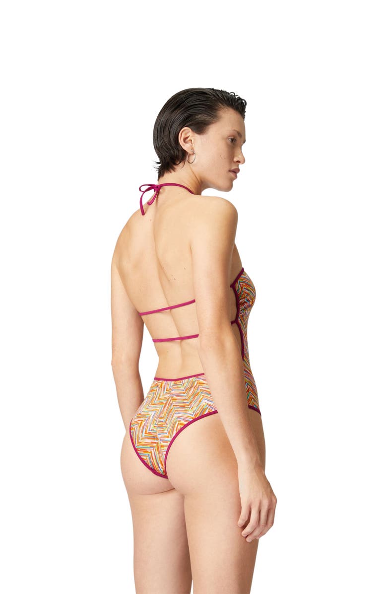 Missoni Reversible One-piece Swimsuit With Print And Contrasting Piping, Alternate, color, Multicoloured