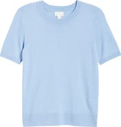 Caslon® Short Sleeve Merino Wool Blend Sweater Top