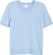 Caslon® Short Sleeve Merino Wool Blend Sweater Top