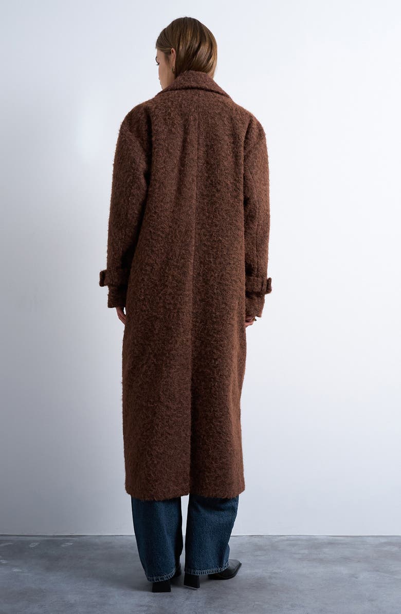 Topshop Chuck On Faux Shearling Longline Coat, Alternate, color, Camel