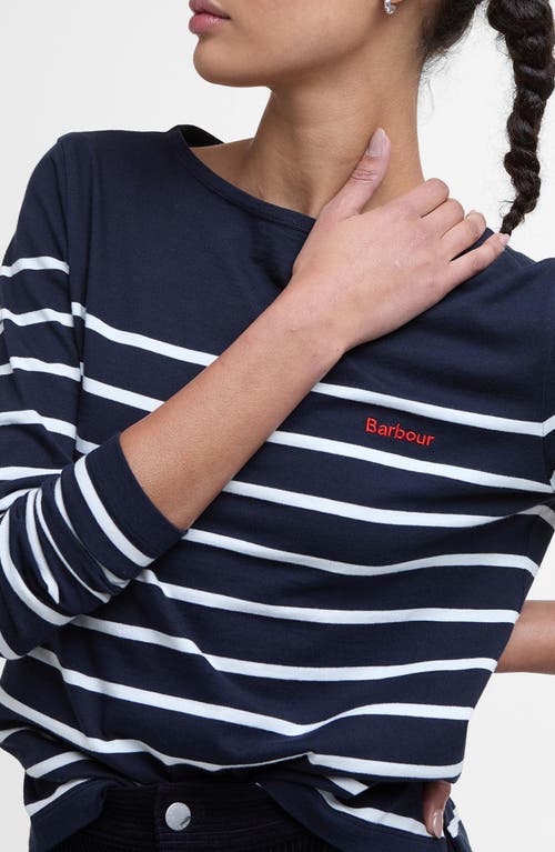 Barbour Bradley Womens Long Sleeve Striped Top In Navy Stripe