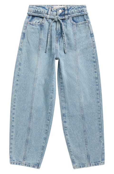 Kids' Belted Barrel Leg Jeans