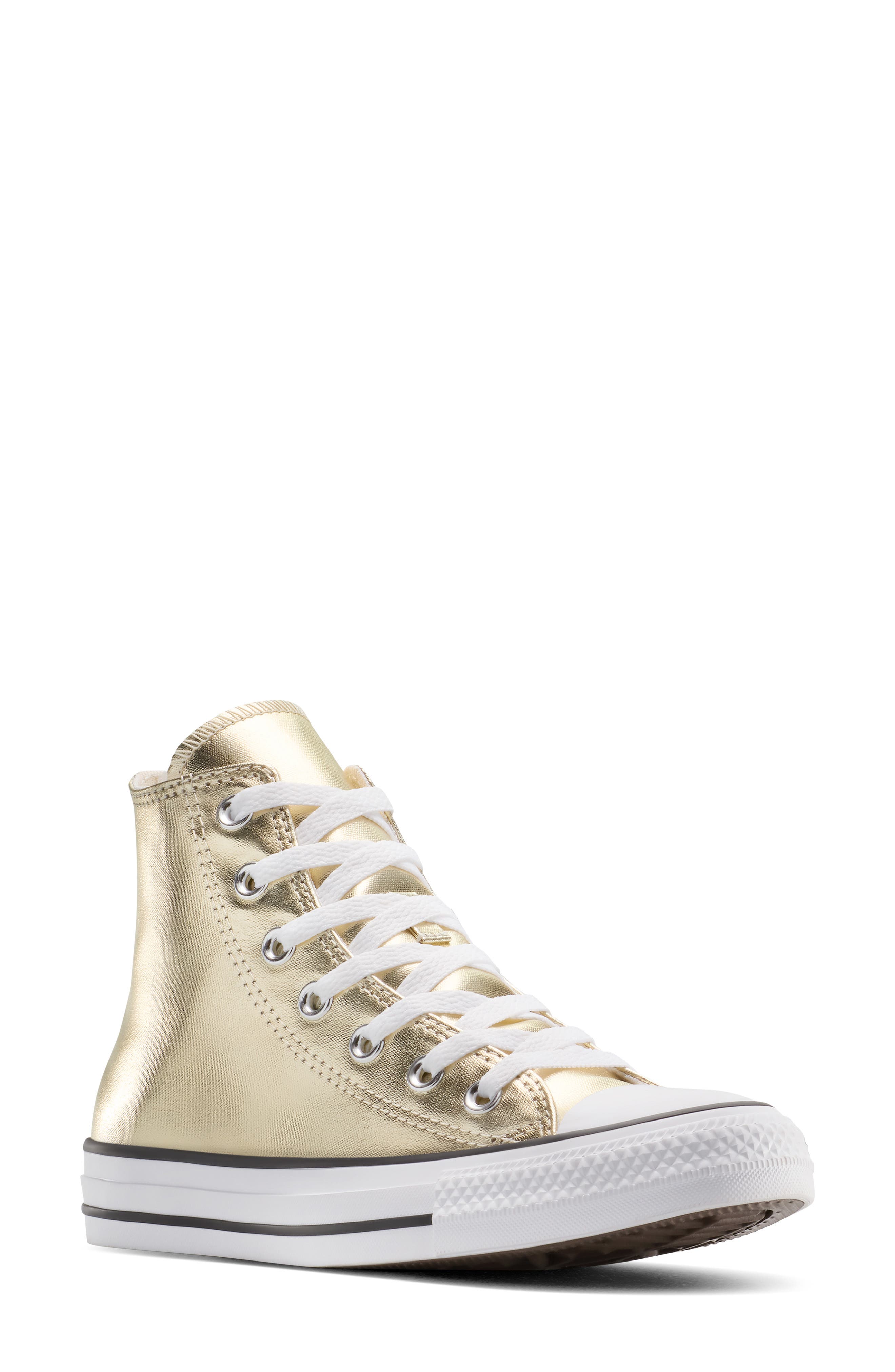 Converse Chuck Taylor<sup>®</sup> All Star<sup>®</sup> High Top Sneaker, Main, color, Metallic Gold/ White/ Black
