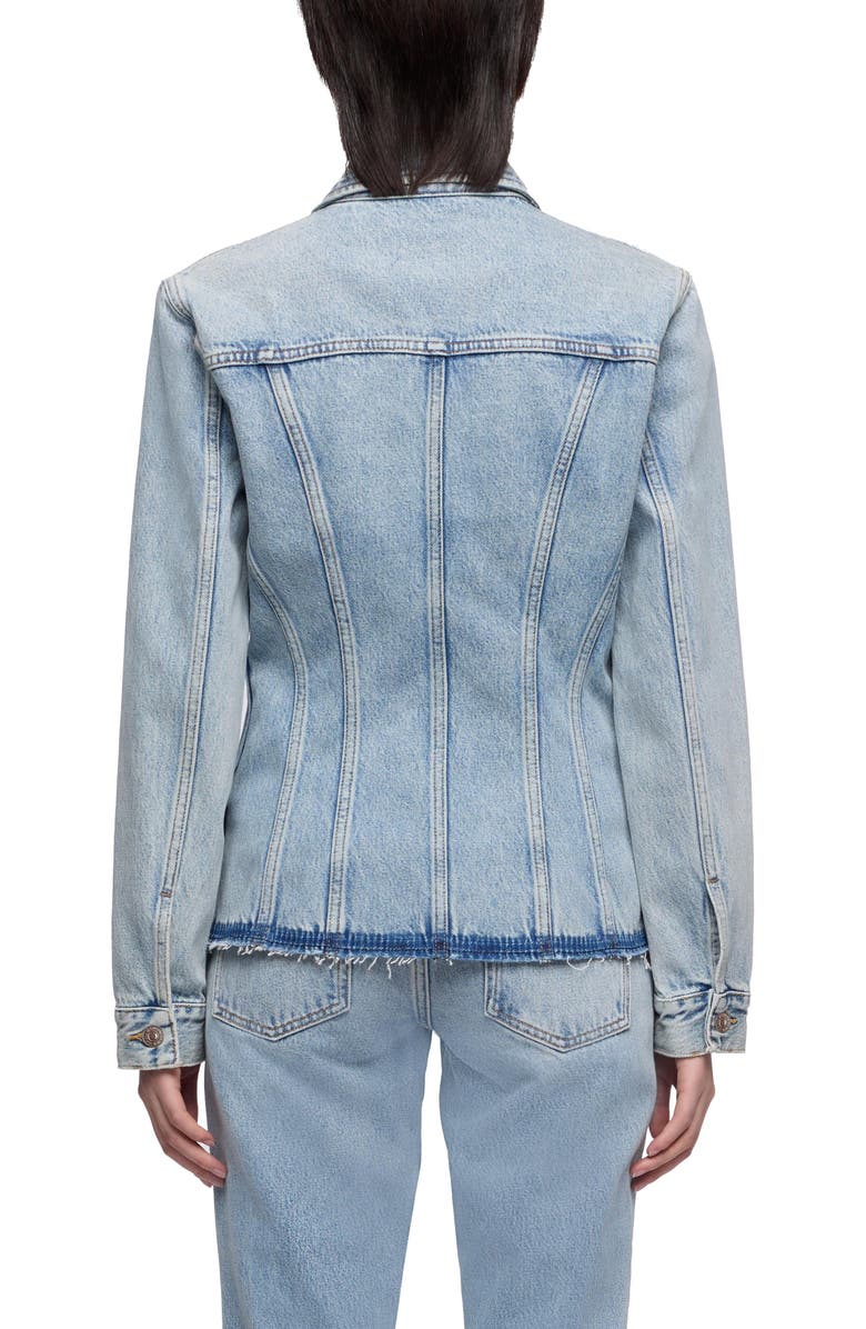 7 For All Mankind Cinched Release Fray Hem Denim Trucker Jacket, Alternate, color, Blue Erosion