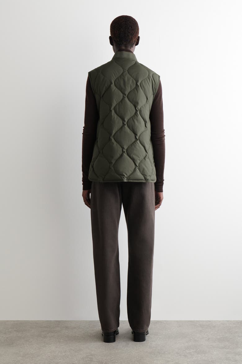 Oversized Quilted Down Gilet, Alternate, color, DARK KHAKI