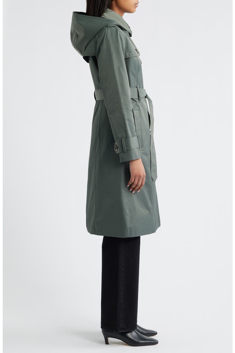 Double Breasted Trench Raincoat, Alternate, color, SLATE GREEN