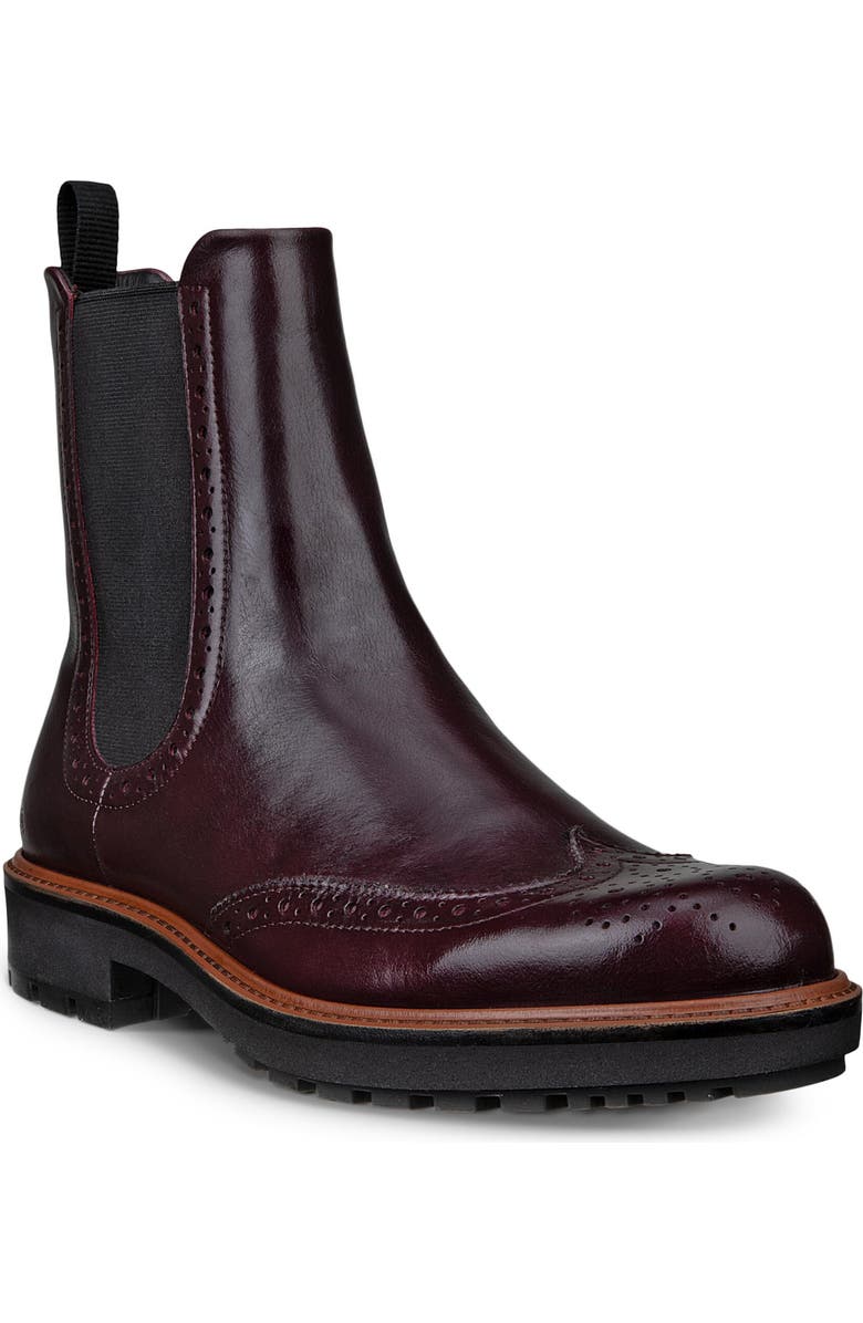 ECCO Metropole Oslo Wingtip Chelsea Boot, Main, color, Dark Ruby