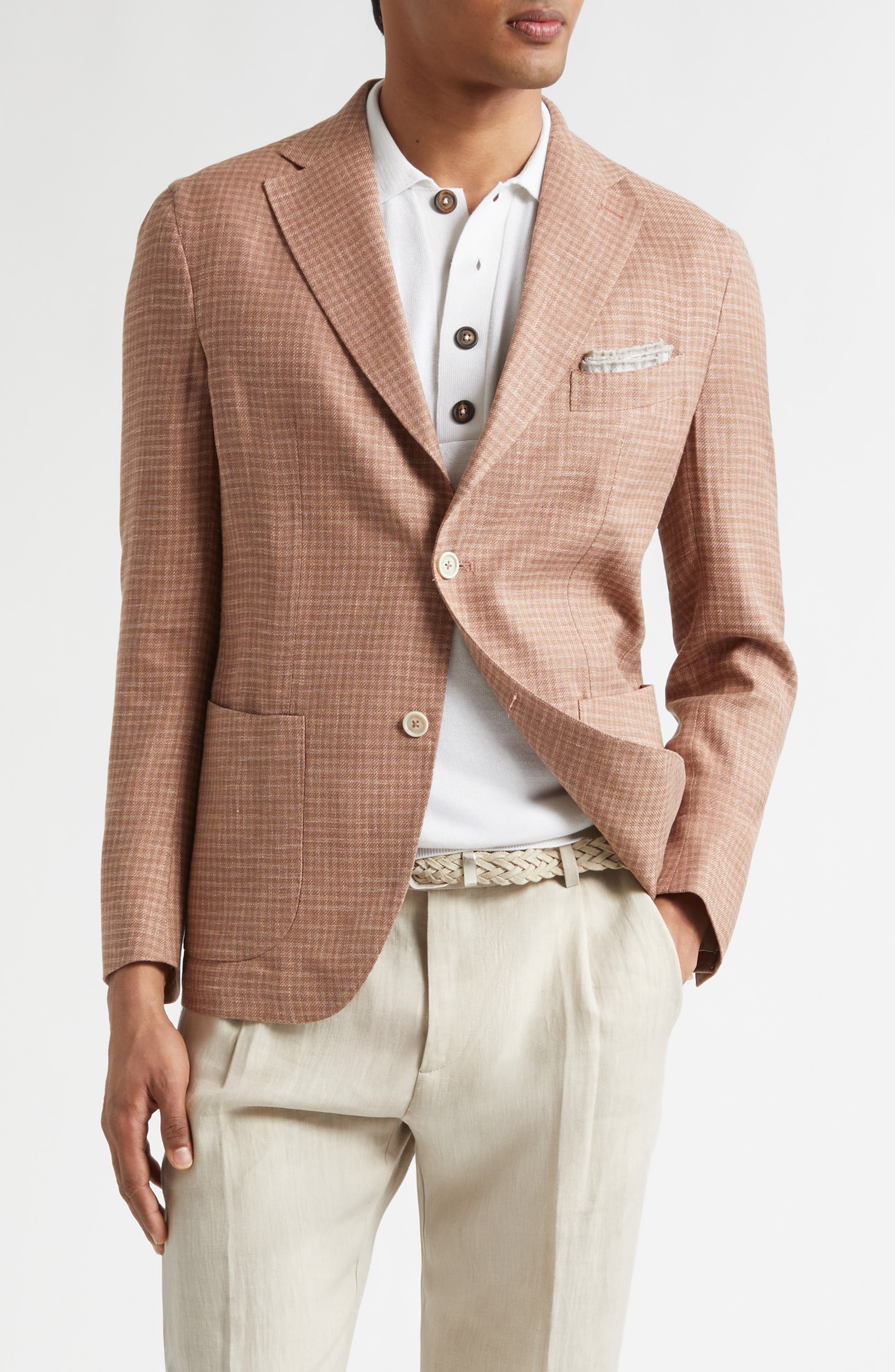 Check Linen & Wool Blend Sport Coat - image 3