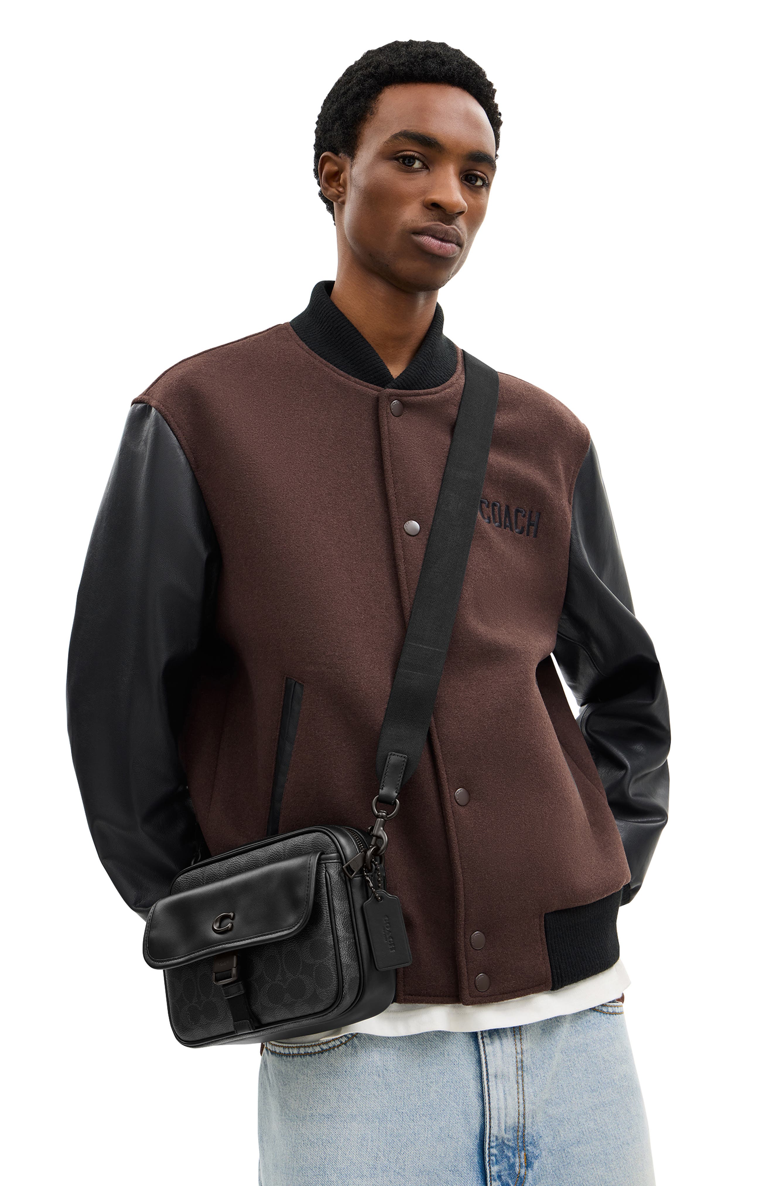 COACH Knox Signature Canvas & Leather Camera Bag, Alternate, color, Black Signature