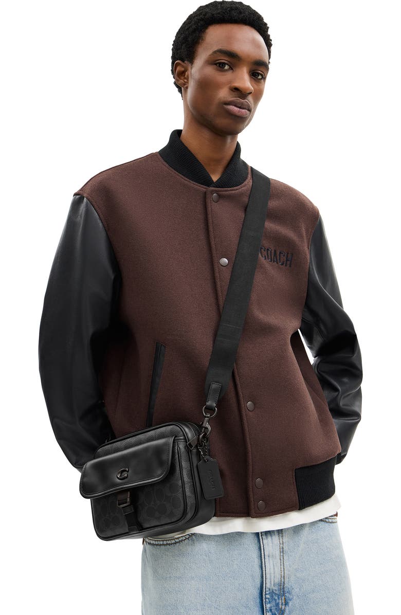 COACH Knox Signature Canvas & Leather Camera Bag, Alternate, color, Black Signature