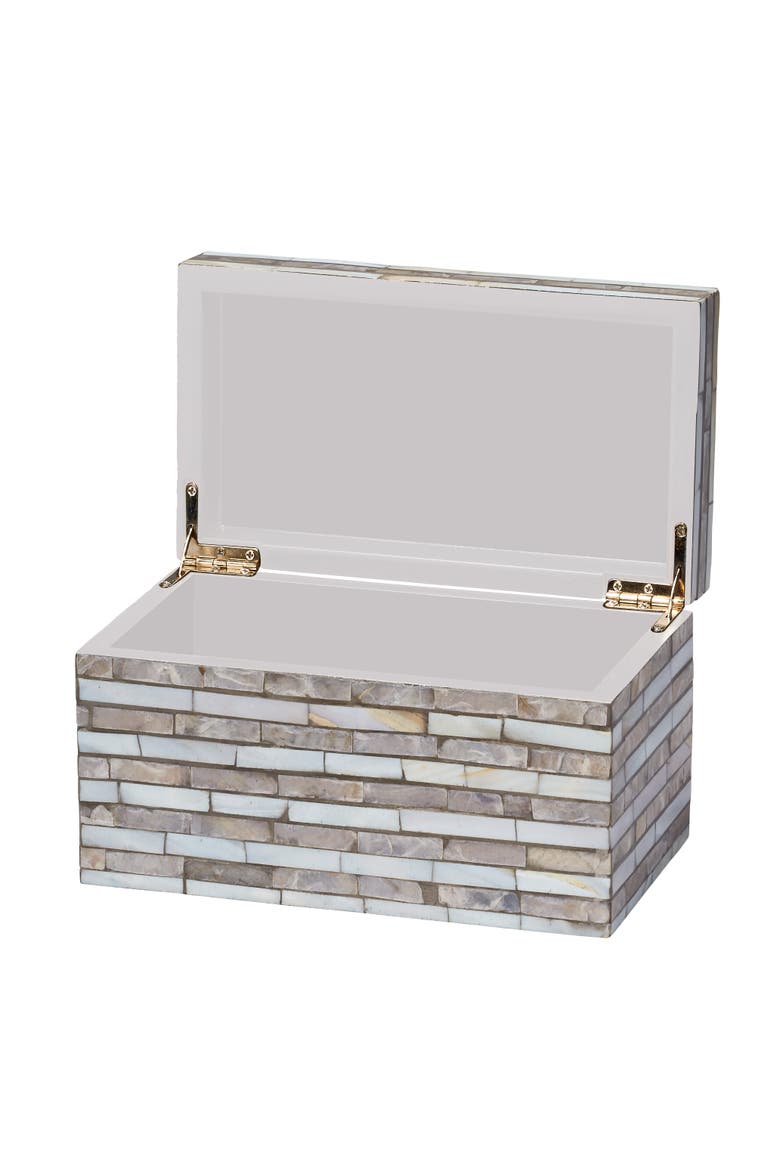 Roosevelt Grey Mother of Pearl Decorative Box, Small, Alternate, color, Grey