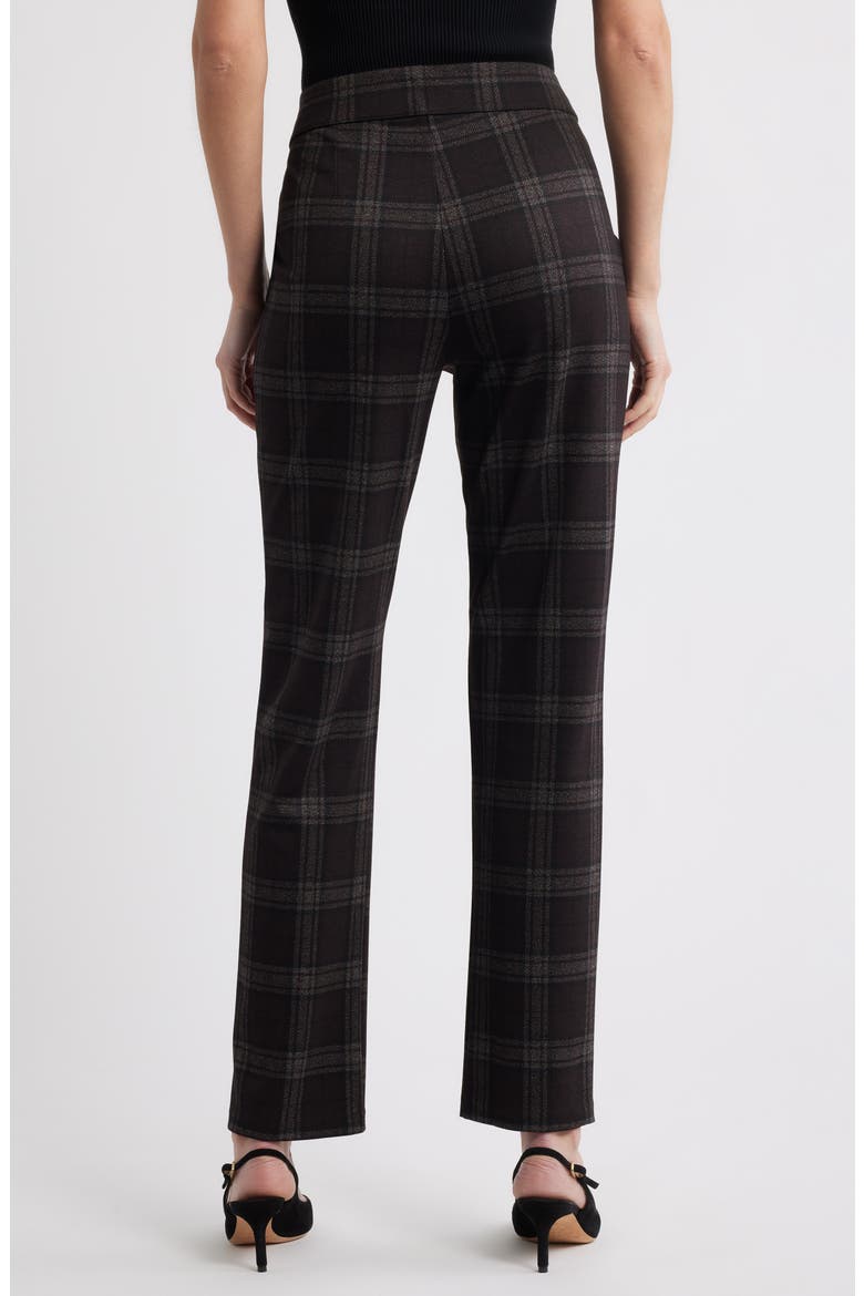 Plaid High Rise Pull-On Pants, Alternate, color, BROWN