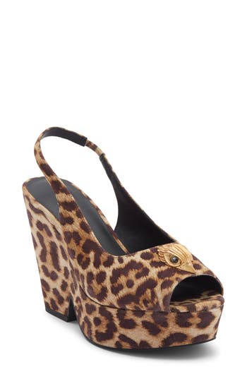 Kurt Geiger London Belgravia Platform Wedge Slingback Pump In Animal Print