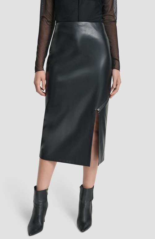 Dkny Faux Leather Midi Skirt In Black