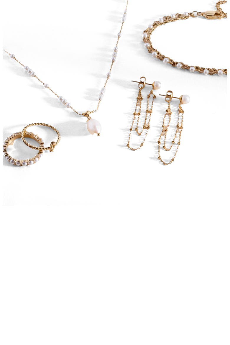 Freshwater Pearl Chain Earrings, Alternate, color, Pearl