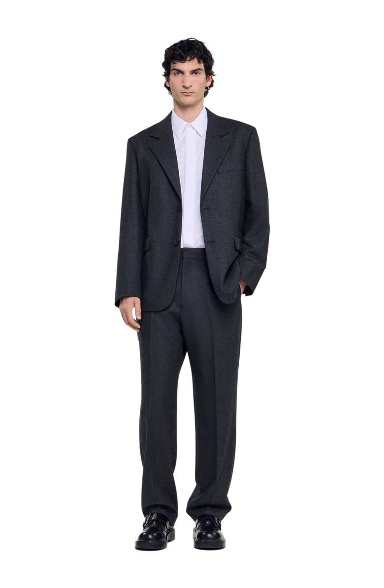 SANDRO Tailored Virgin Wool Suit Jacket, Alternate, color, Heather Charcoal