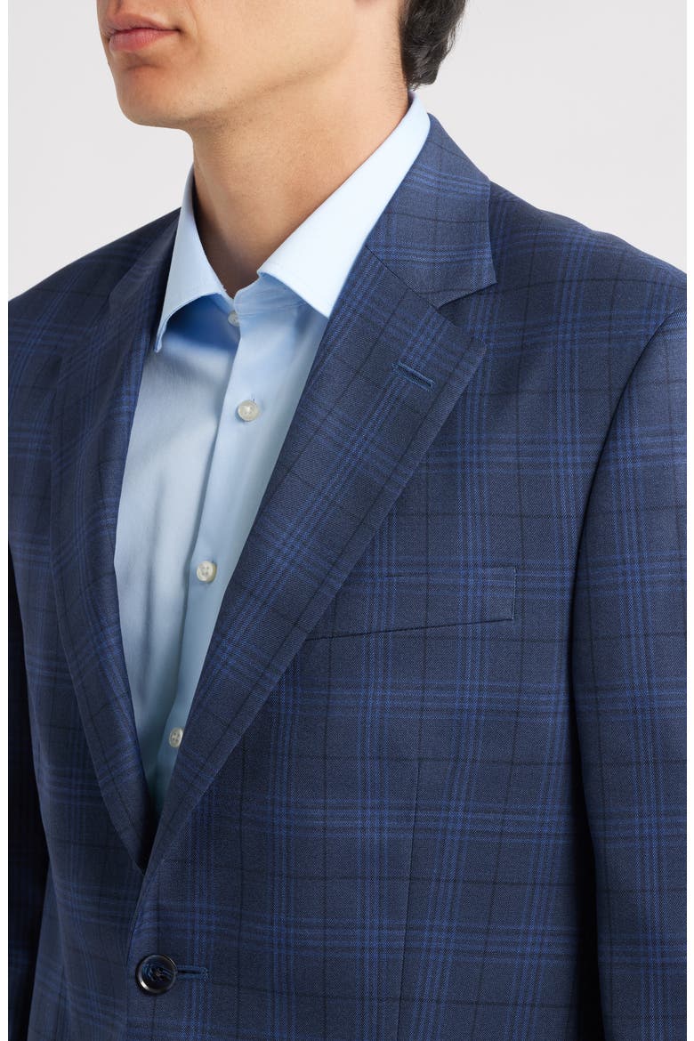 Flynn Classic Fit Blue Plaid Wool Sport Coat, Alternate, color, NAVY