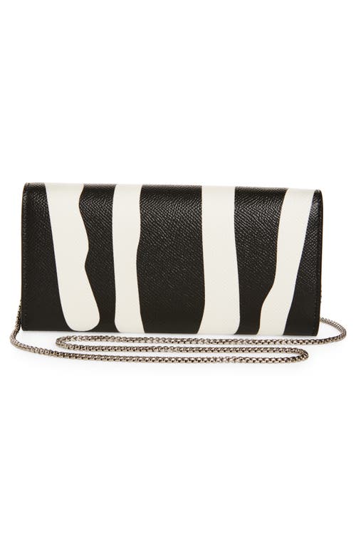 Ferragamo Double Gancio Stripe Leather Wallet On A Chain In Black