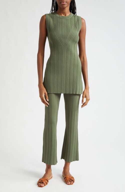 Veronica Beard Semma Sleeveless Ribbed Sweater In Stone Army