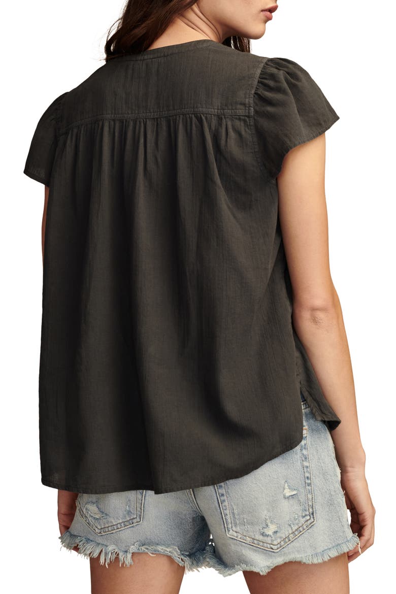 Pintuck Cotton Peasant Blouse, Alternate, color, RAVEN