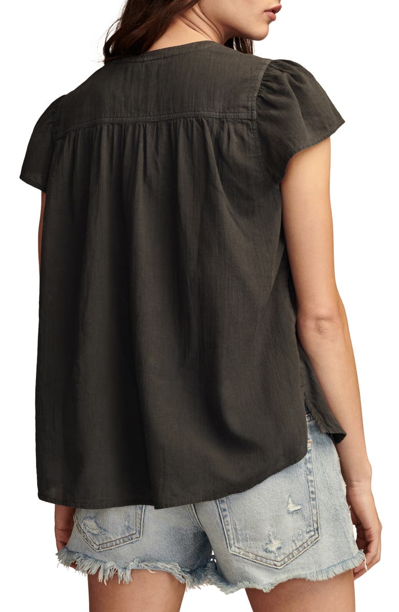 Lucky Brand Pintuck Cotton Peasant Blouse, Alternate, color, 