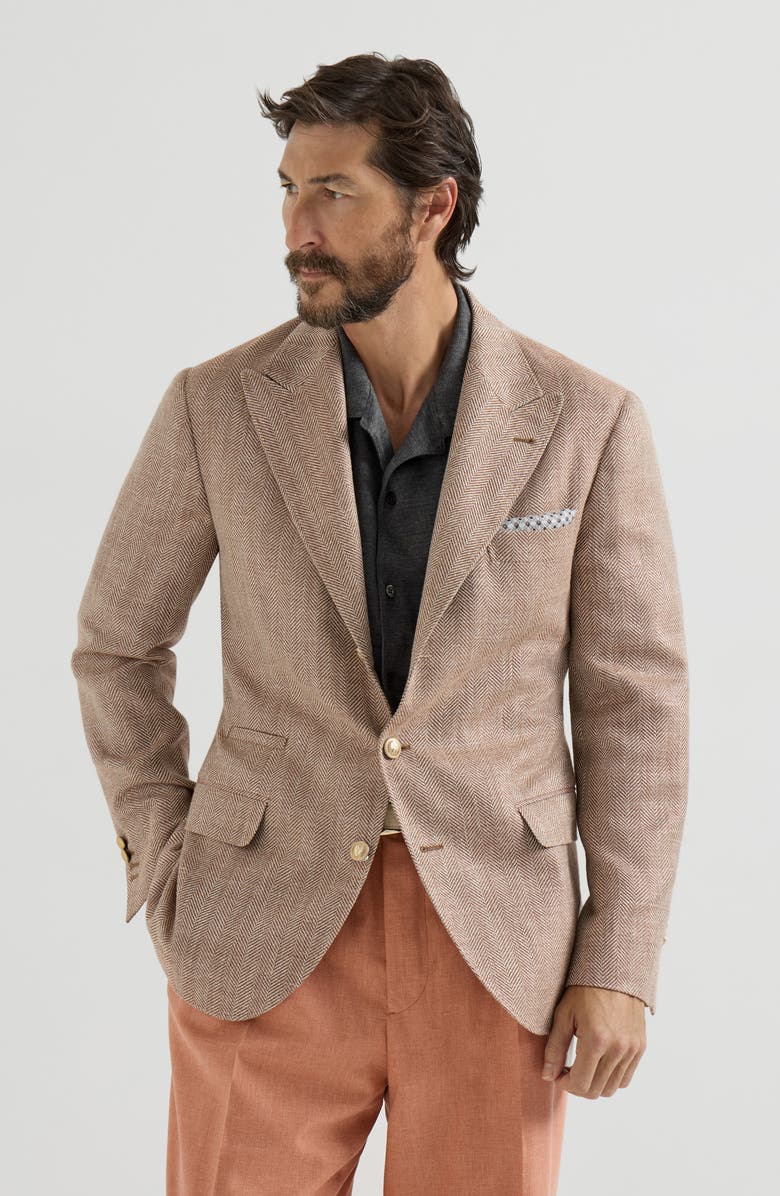 Brunello Cucinelli Chevron deconstructed blazer, Alternate, color, Apricot