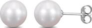 DELMAR 14K White Gold Cultured Pearl Stud Earrings