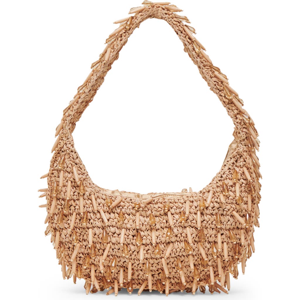 Dolce Vita Caicos Beaded Raffia Shoulder Bag In Brown