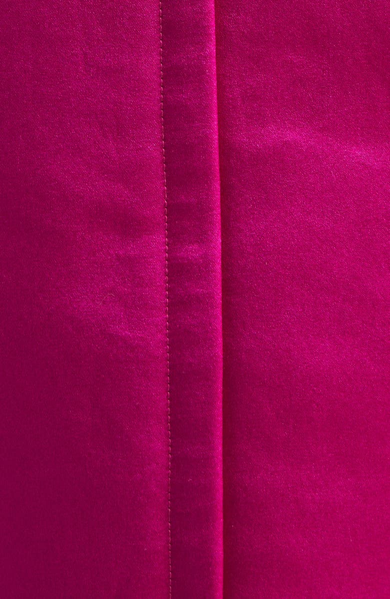 Saint Laurent Silk Satin Belted Coat, Alternate, color, Fuchsia