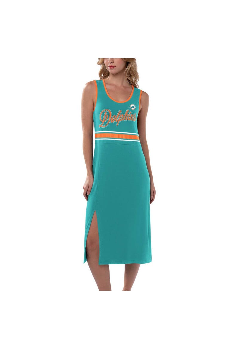 Women's G-III 4Her by Carl Banks Aqua Miami Dolphins Main Field Maxi Dress, Alternate, color, Aqua