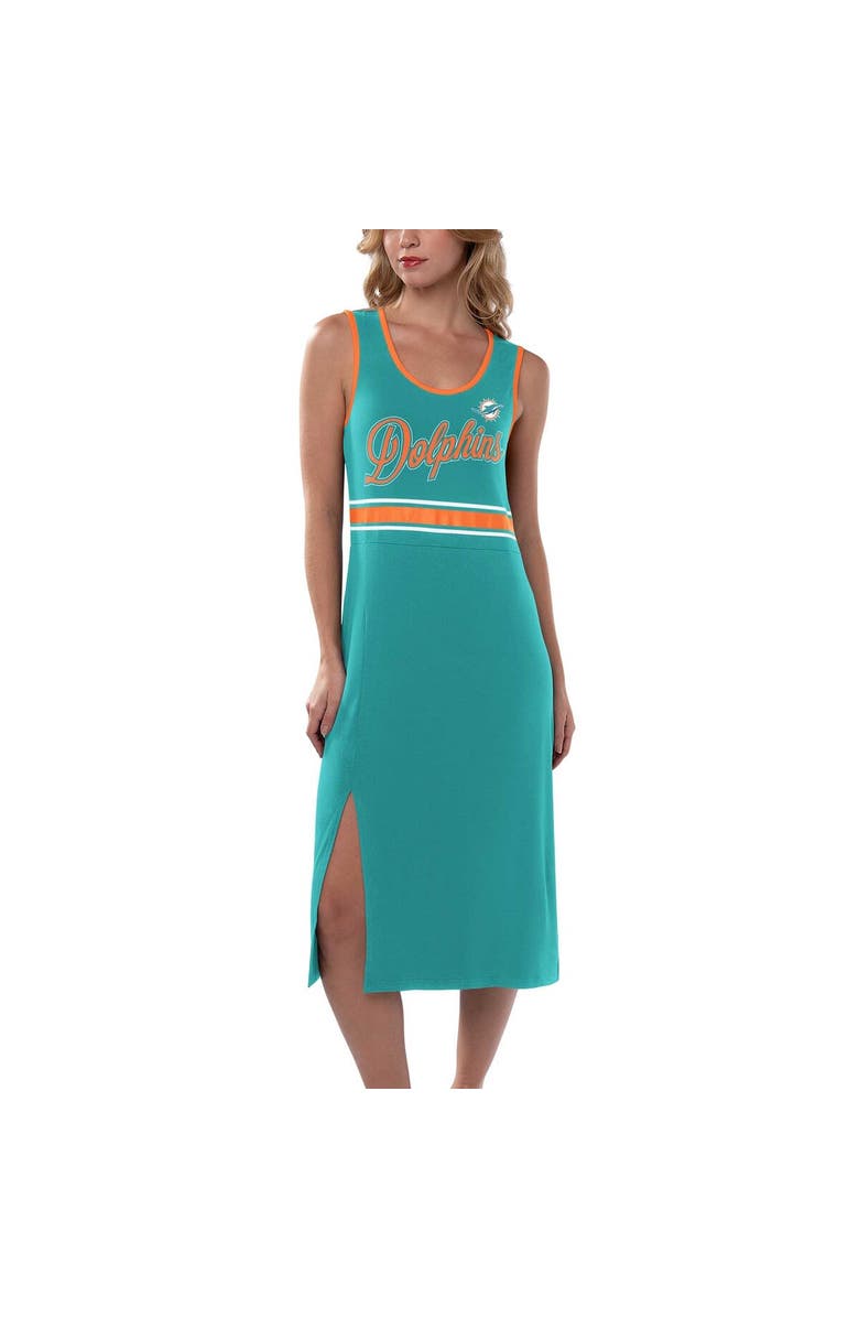 G-III 4HER BY CARL BANKS Women's G-III 4Her by Carl Banks Aqua Miami Dolphins Main Field Maxi Dress, Alternate, color, Aqua