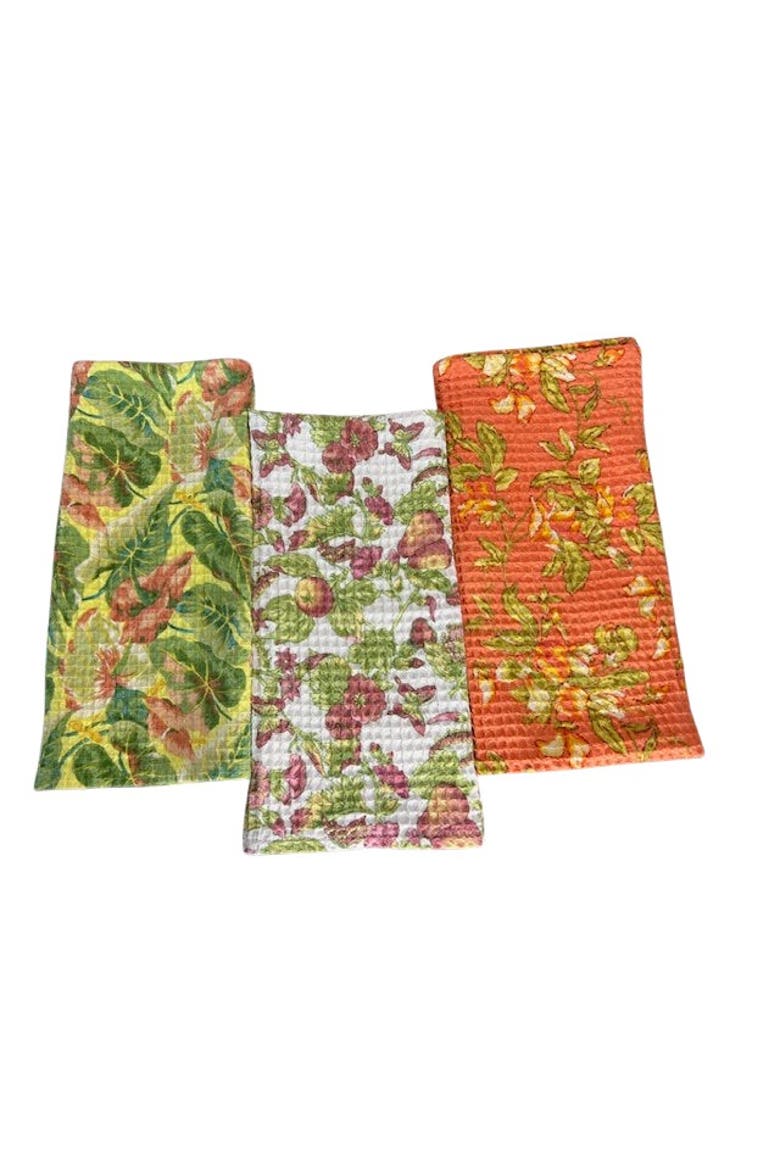Greenhouse Patchwork Tea Towel Bundle, Set of 3, Main, color, Green