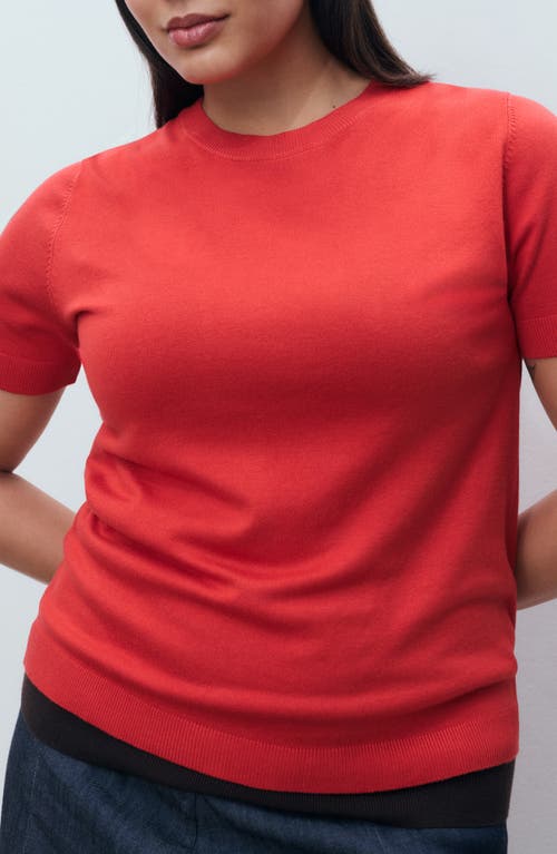 Mango Short Sleeve Sweater In Red